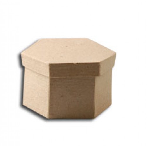 Шестоъгълна кутийка за декориране от папие маше - Hexagonal Box